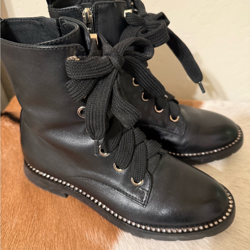 Black combat boots with bling